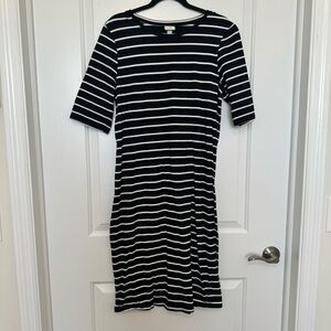 A New Day Black Striped Half Sleeve T Shirt Dress Size L